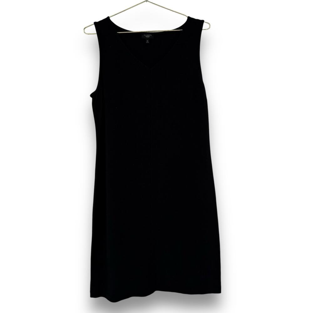 Talbots Basic Black Sleeveless Stretch Jersey A Line Casual Dress, Size 12 P